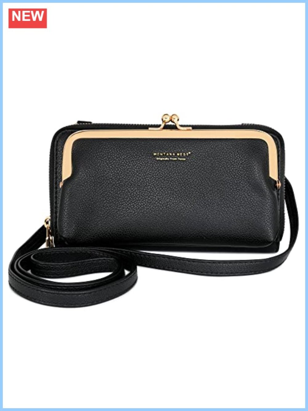 RFID Blocking Quilted Vegan Leather Crossbody Cell Phone Purse Wallet